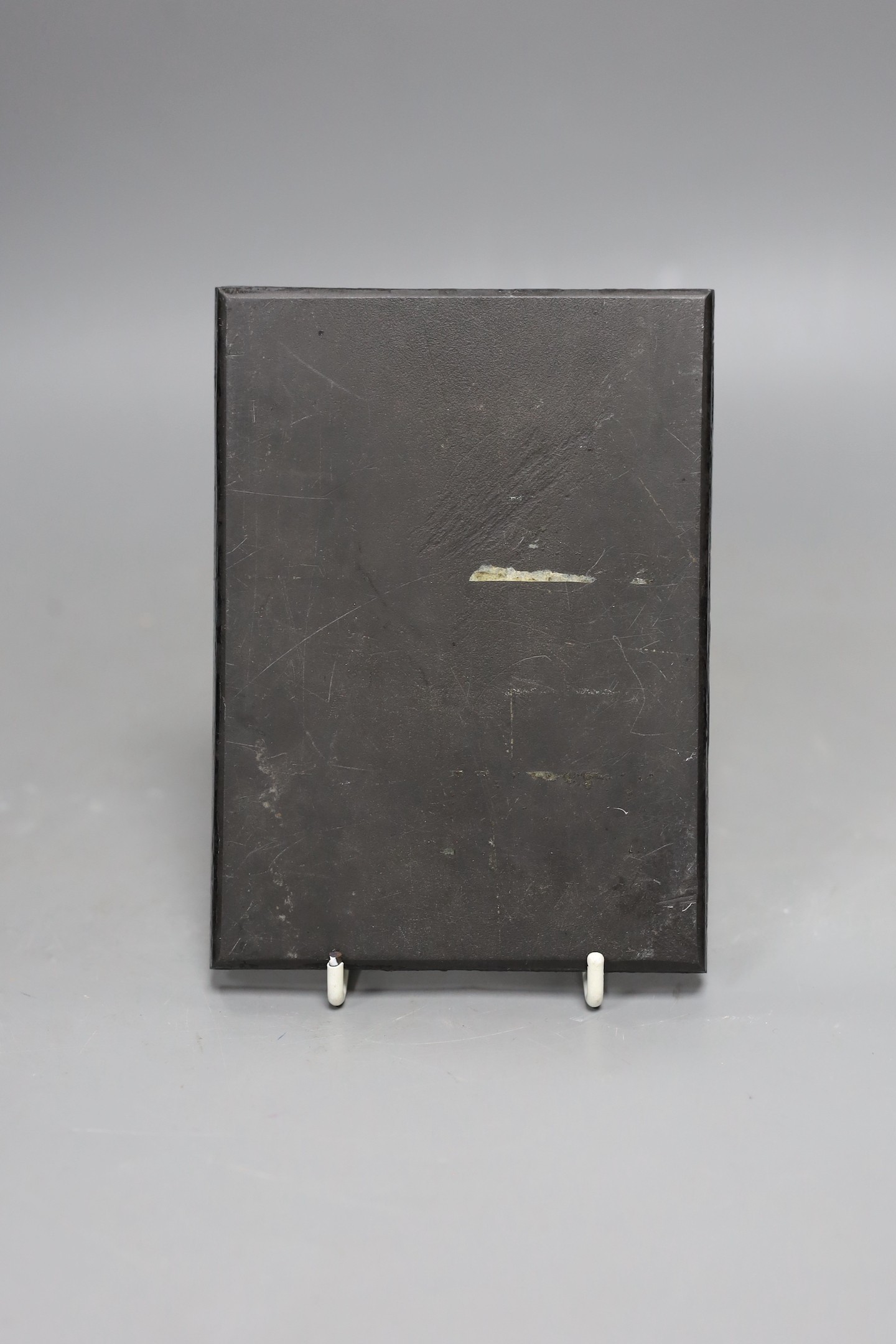 A 19th century Italian marble hardstone plaque, with butterfly design, 16 cms high